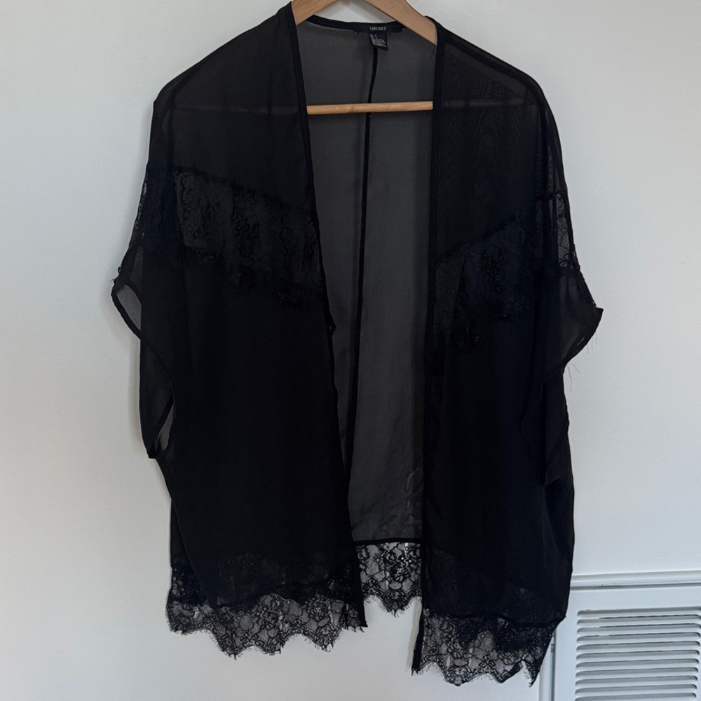 Forever 21 Black Lace Kimono